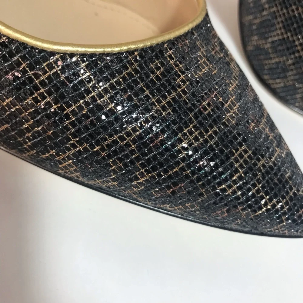 Enzo Angiolini Eainfinti Infinity Black Gold Metallic Cheetah Print Pumps - Picture 10 of 16